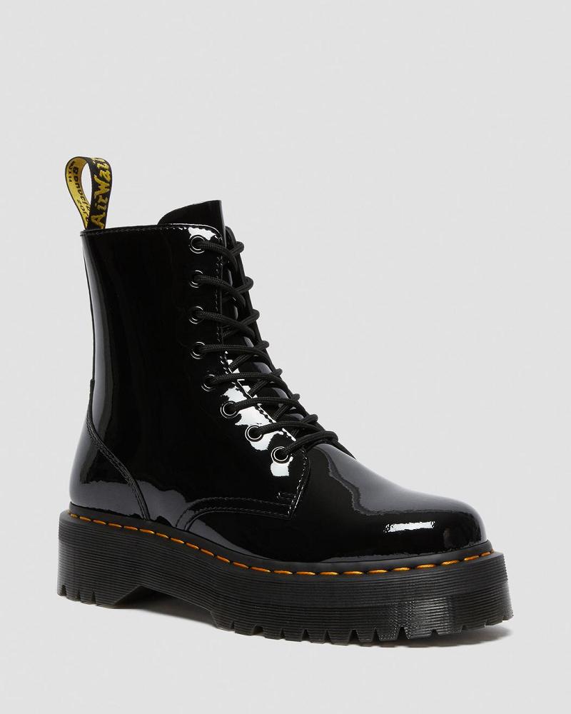 Dr Martens Jadon Lak Læder Platform Støvler Herre Sort | DK 556EBC